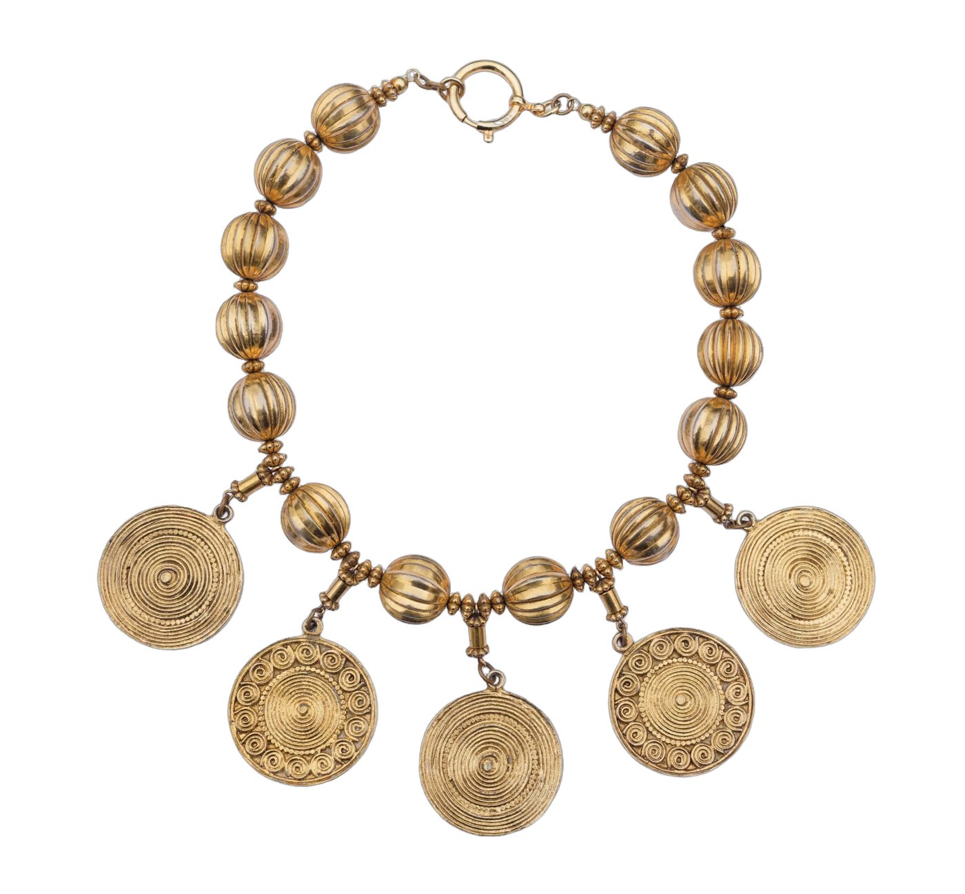 YSL metal disk necklace 1970's
