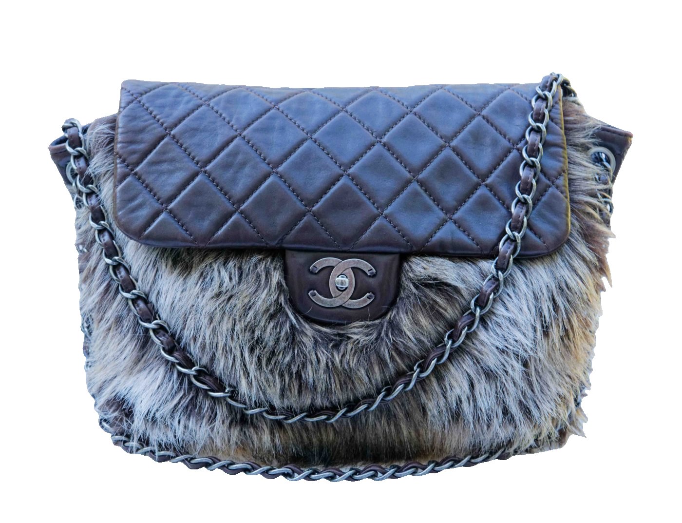 Chanel faux fur handbag 2010