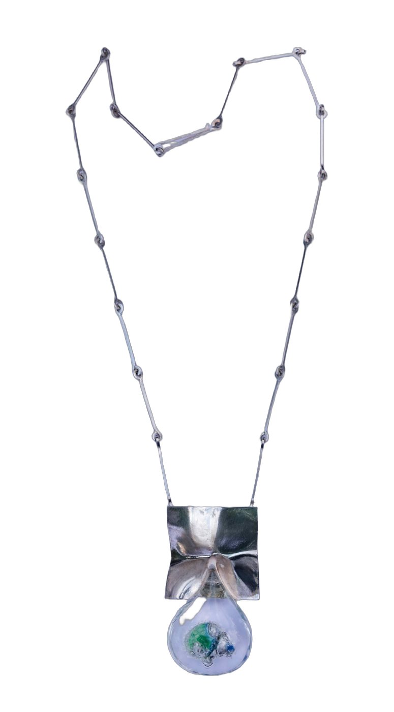 Lapponia, Finland Bjorn Weckstrom silver and acrylic pendant - space series 1970's